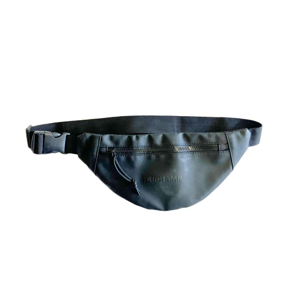 Duchamp London Rubberized Belt Bag Fanny Pack Crossbody Black